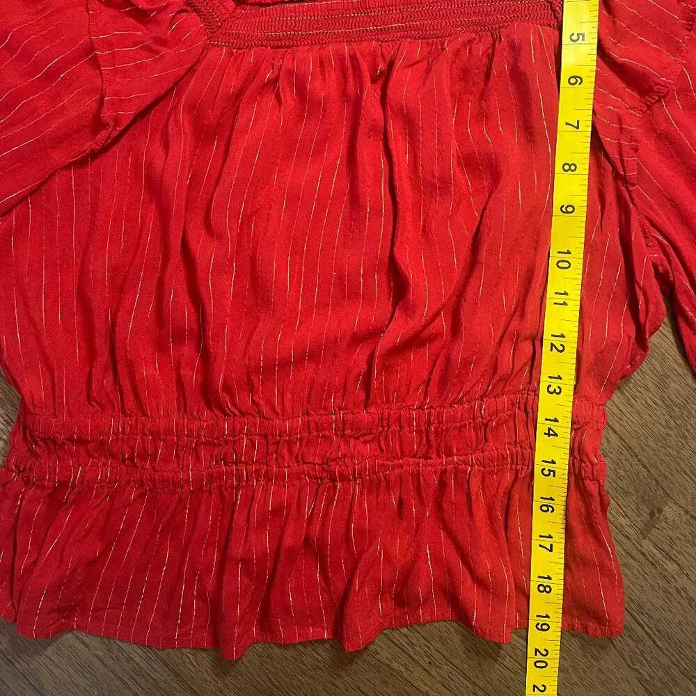 Universal Thread Women’s Red Long Sleeve Blouse with Ruffle Detail Size Medium - Picture 8 of 8